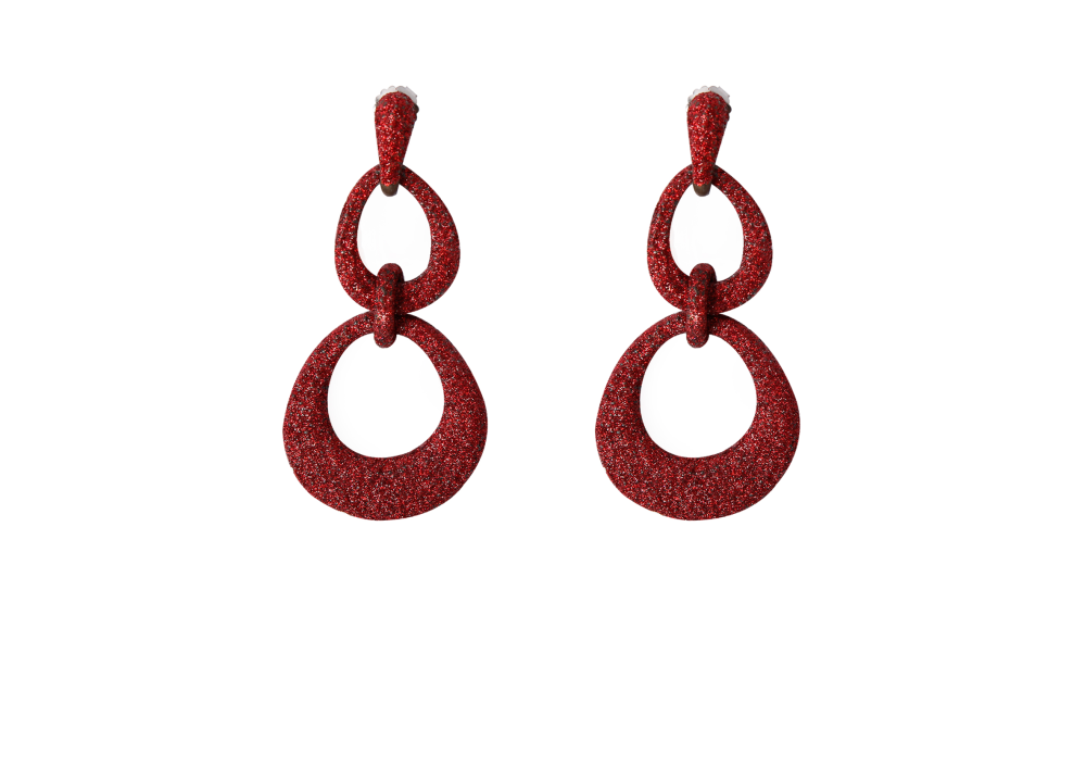 ARETES CRYSTAL LARGOS ROJOS