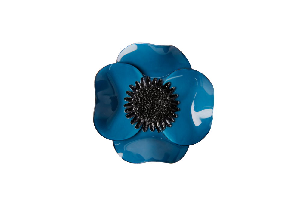 BROCHE FLOR CUATRO PETALOS AZUL