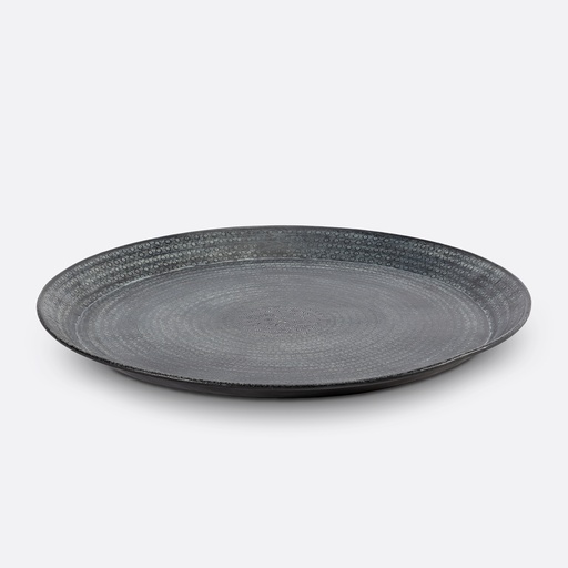 [1220215] Nikko Plato Redondo Grande - Aluminio Tallado Negro
